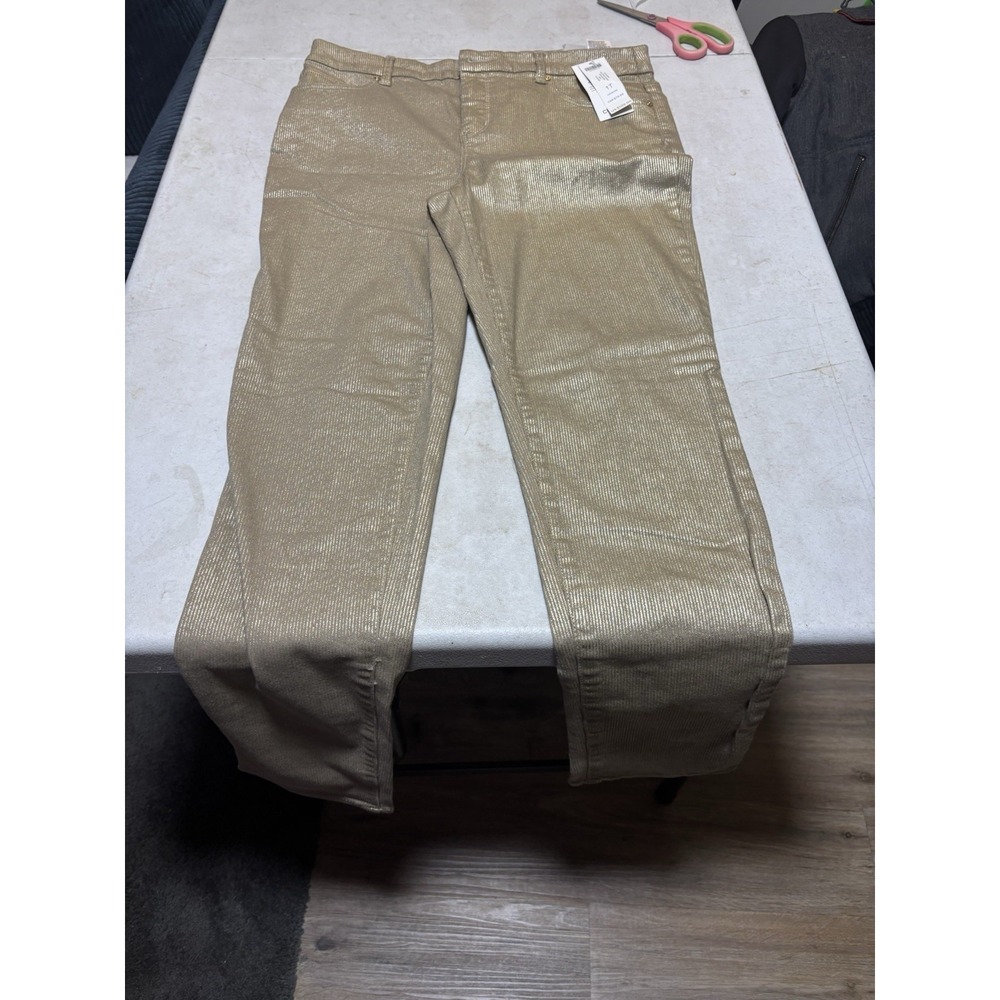 Chicos Platinum Denim Ultimate Fit Slim‎ Leg Jeans Khaki Tan Size 1T 8T NWT